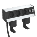 Deskbox DB, with fastening clamp, 3 switched sockets, 2x RJ45 Cat. 6